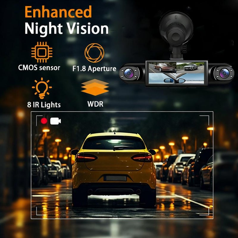 4 Channel Dash Cam for Cars, 360° 4k Front & 1080p Rear/Side Car Camera with Parking Mode, Full View Car Dashcam with Night Vision for Parking Mode, Loop Recording - Image 4